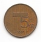 Niederlande 5 Cent 1991 #509
