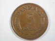 14005 Dänemark  5 Öre 1963 in Kupfer/Bronze in ss-vz+ Orgina...