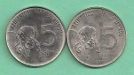 Brazil - zwei Münzen 5 Centavos 1977 - F.A.O
