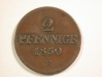 15102 Sachsen 2 Pfennig 1850 F in ss-vz Rdf  Orginalbilder
