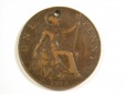 15001 Großbritannien 1 Penny 1912 in ss-vz, gelocht  Orginalb...