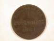A101 Bayern  1 Pfennig  1861 in ss gewellt  Orginalbilder