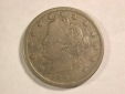 A103 USA  half Dime 5 Cent 1886 V-Nickel in f.ss (n.VF) Orgina...