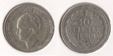 Niederlande 10 Cents 1930 SILBER Wilhelmina (1890-1948) ss+