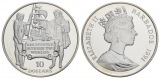 Schifffahrtsmünze; Barbardos, 10 Dollars 1991, AG; 23,65 g; ...