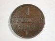 B25 Hannover 1 Pfennig 1849 B in vz-st  Originalbilder