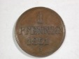 B25 Hannover 1 Pfennig 1851 B in vz-st  Originalbilder