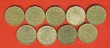 Italien 9x 200 Lire 1978,79,80,81,87,88,91,95,98.