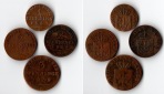 Preussen,Scheide Münzen 1Pf., 2 x 2Pf., 3 Pfennig  1828-1854 ...