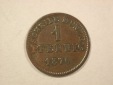 C07 Hessen Darmstadt 1 Pfennig 1870 in ss  Originalbilder