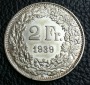 2 Franken Schweiz 1939 B Helvetia prägefrisch Silber XXL Bild...