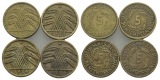 Weimarer Republik, 5 Pfennig (4 Kleinmünzen)
