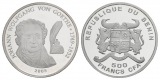 500 Francs 2005 Benin, Silbergedenkmünze Goethe, PP; 7 g; Ø ...