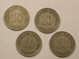 HOT-Lot KR  10 Pfennig 1893 - 1910  4 Münzen  Originalbilder