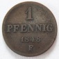 Sachsen 1 Pfennig 1848 F
