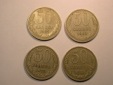 E02  CCCP/Russland  50 Kopeken  1964-1983  4 Münzen Orginalbi...
