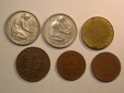 E03  BRD  1949-1967   6 Münzen  Originalbilder