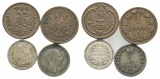 Altdeutschland; 4 Kleinmünzen 1907/1858/1921/1857
