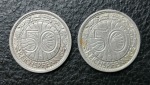 2x 50 Reichspfennig Nickel 1927 E und J Weimar Jaeger 324