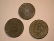 F10  3.Reich  5 Pfennig 1940 A,D und 1 Pfennig 1942 A in s-ss ...