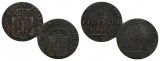 Altdeutschland; 2 Kleinmünzen 1838/1844