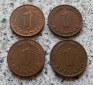 BRD 1 Pfennig 1950 D, F, G und J, teils besser