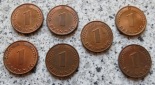 BRD 1 Pfennig 1966 - 1968, 7 Stück, teils besser