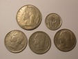 Lots -52-  Belgien 5 Münzen 1951-1972  Orginalbilder