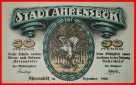 * OLDENBURG: DEUTSCHLAND AHRENSBÖK ★ 50 PFENNIG 1920 KFR KN...