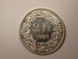 H11  Schweiz 2 Franken Silber 1920 in vzü/vz-st aus EA !  Ori...
