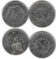 Frankreich 4 x 1 Franc, alle Stempelglanz, Einzelaufstellung u...