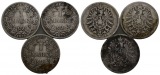 Kaiserreich; 1 Mark; 3 Kleinmünzen 1874/1875/1876
