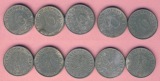 Drittes Reich 5x verschiedene 10 Reichspfennig 1941 A,B,D,F,+ G.