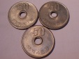 M.78. Japan, 3er Lot, 50 Yen,43(1968) 50 Yen,44(1969) 50 Yen,4...