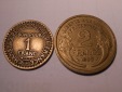 k.3 Frankreich, 2er Lot 1 Franc 1922 und 2 Francs 1939