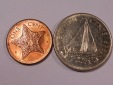 M.105. Bahamas, 2er Lot, 1 Cent 1998 unmagnetisch, 25 Cent 1969