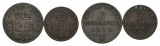 Altdeutschland; 2 Kleinmünzen 1858/1853