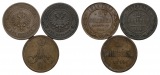 Ausland; Russland;3 Kleinmünzen; 2 Kopeken 1914/1898/1859