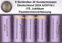 5 Rollen 2 Euro Gedenkmünze 2024...Paulskirchenverfassung...A-J