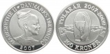 Dänemark: Margrethe II., 100 Kroner 2007 Eisbär, 1 Unze Fein...