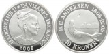 Dänemark: Margrethe II., 100 Kroner 2005, 1 Unze Feinsilber, ...