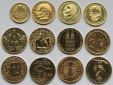 Deutschland: Lot aus zwölf vergoldeten DM-Münzen