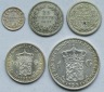 Niederlande: Lot aus fünf Silbermünzen, zusammen 15,8 g Fein...
