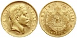 Frankreich: Napoleon III., 20 Franc 1863 BB, GOLD, 6,45 gr. 90...