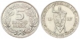 Weimarer Republik: 5 Reichsmakr 1925 A, Rheinlandfeier, Patina...