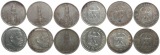 Deutschland: III. Reich, Lot von 6 x 5 Mark, 83,1 gr 900er Sil...
