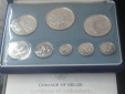 BELIZE 1 Cent-10 Dollars 1974 KMS; 8 Münzen STERLING-Silber; ...