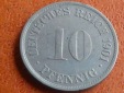 Deutschland Kaiserreich 10 Pfennig 1901 G, seltener Jahrgang.