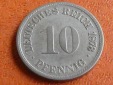 Deutschland Kaiserreich 10 Pfennig 1873 B, seltener Jahrgang