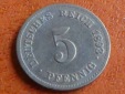 Deutschland Kaiserreich 5 Pfennig 1893 G, seltener Jahrgang